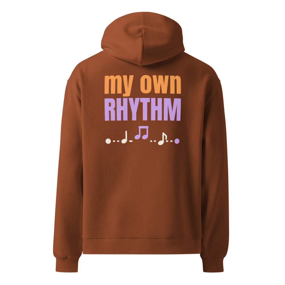 My Own Rhythm oversized hoodie in Clay, back print