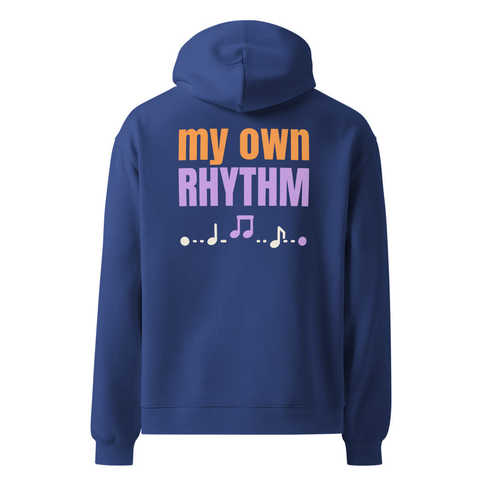 My Own Rhythm oversized hoodie in Cobalt, back print