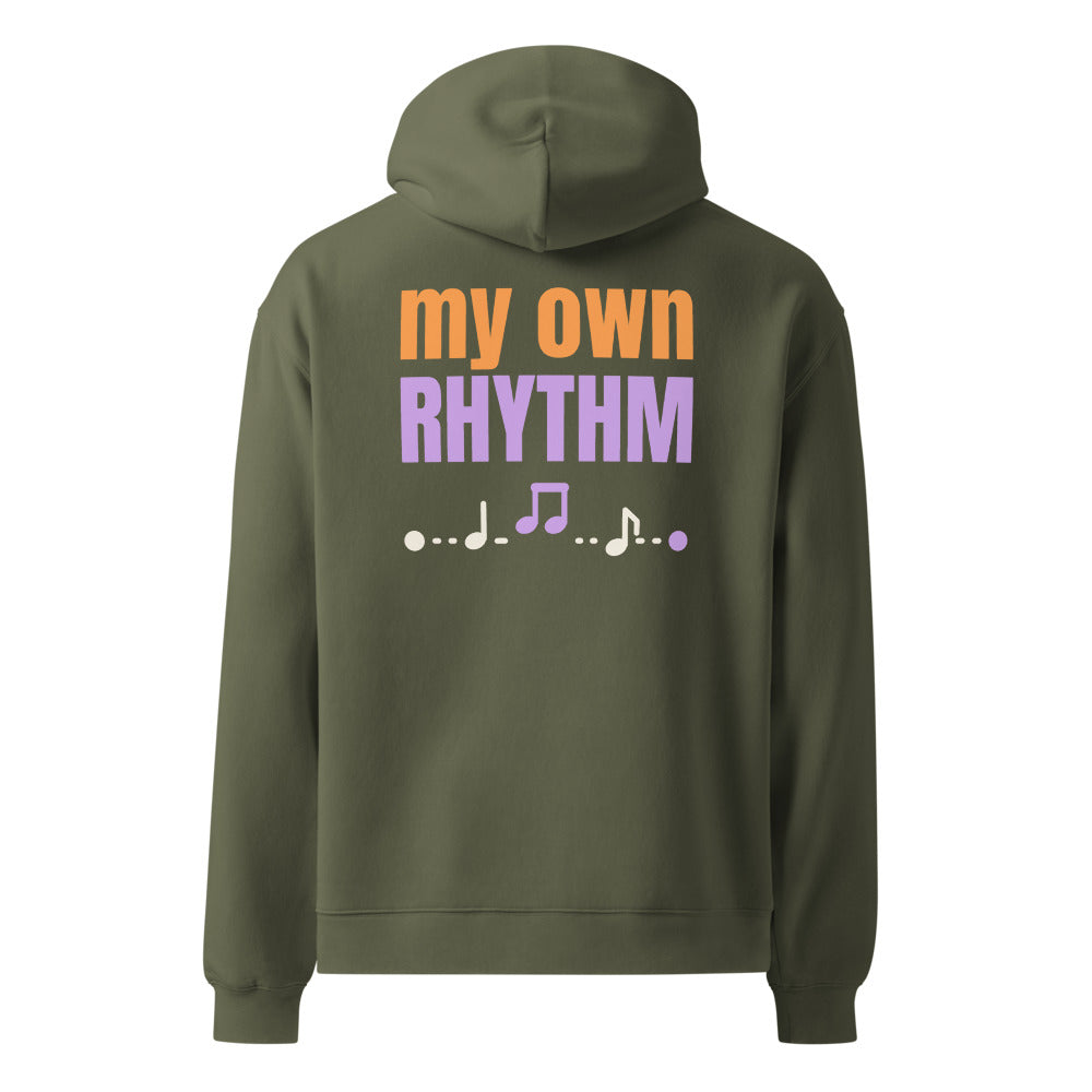 My Own Rhythm oversized hoodie in Cypress, back print