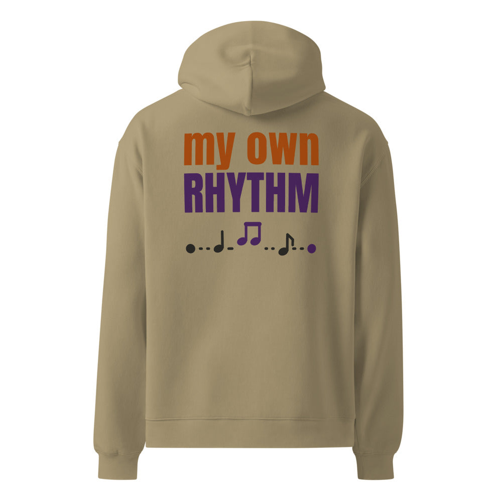 My Own Rhythm oversized hoodie in Sand, back print