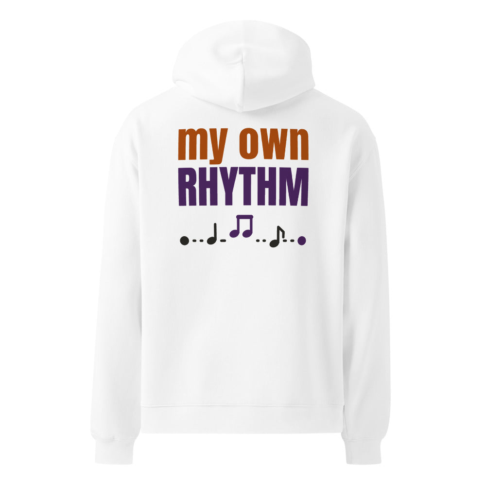My Own Rhythm oversized hoodie in White, back print