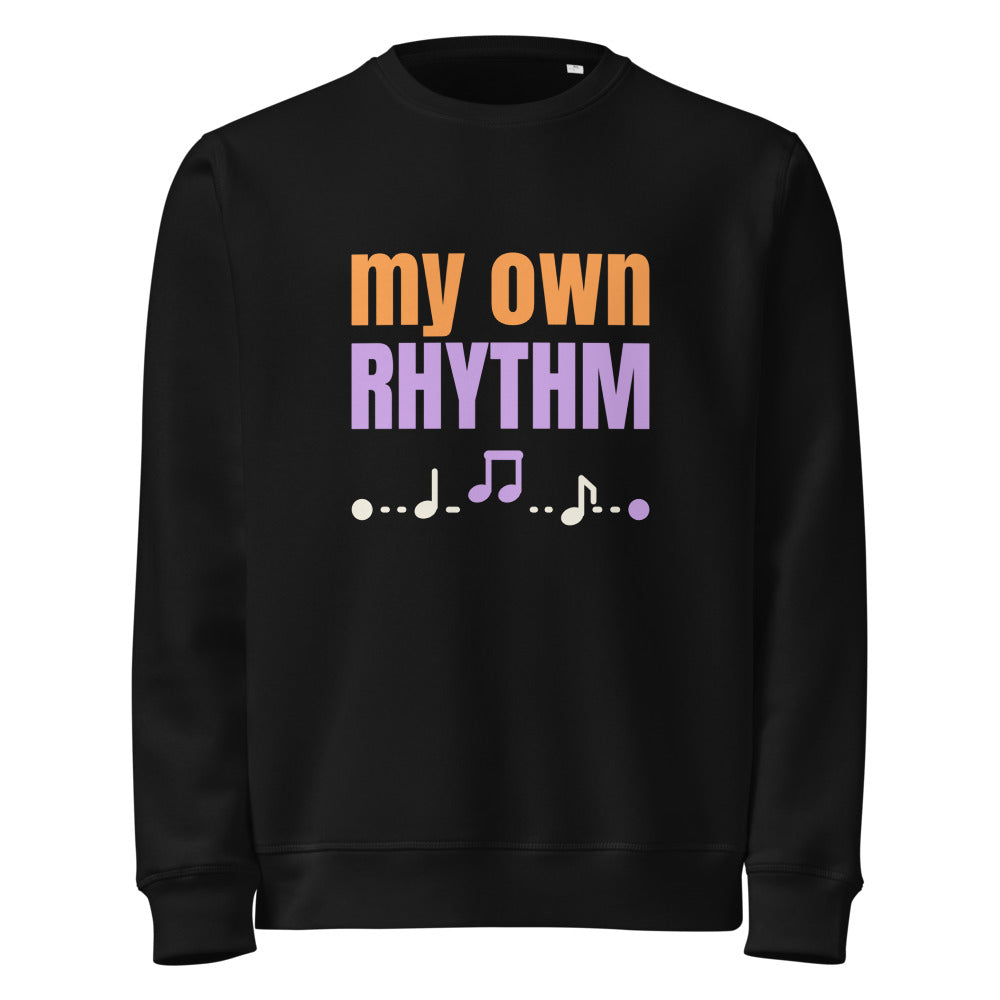 My Own Rhythm organic sweatshirt in Black, front