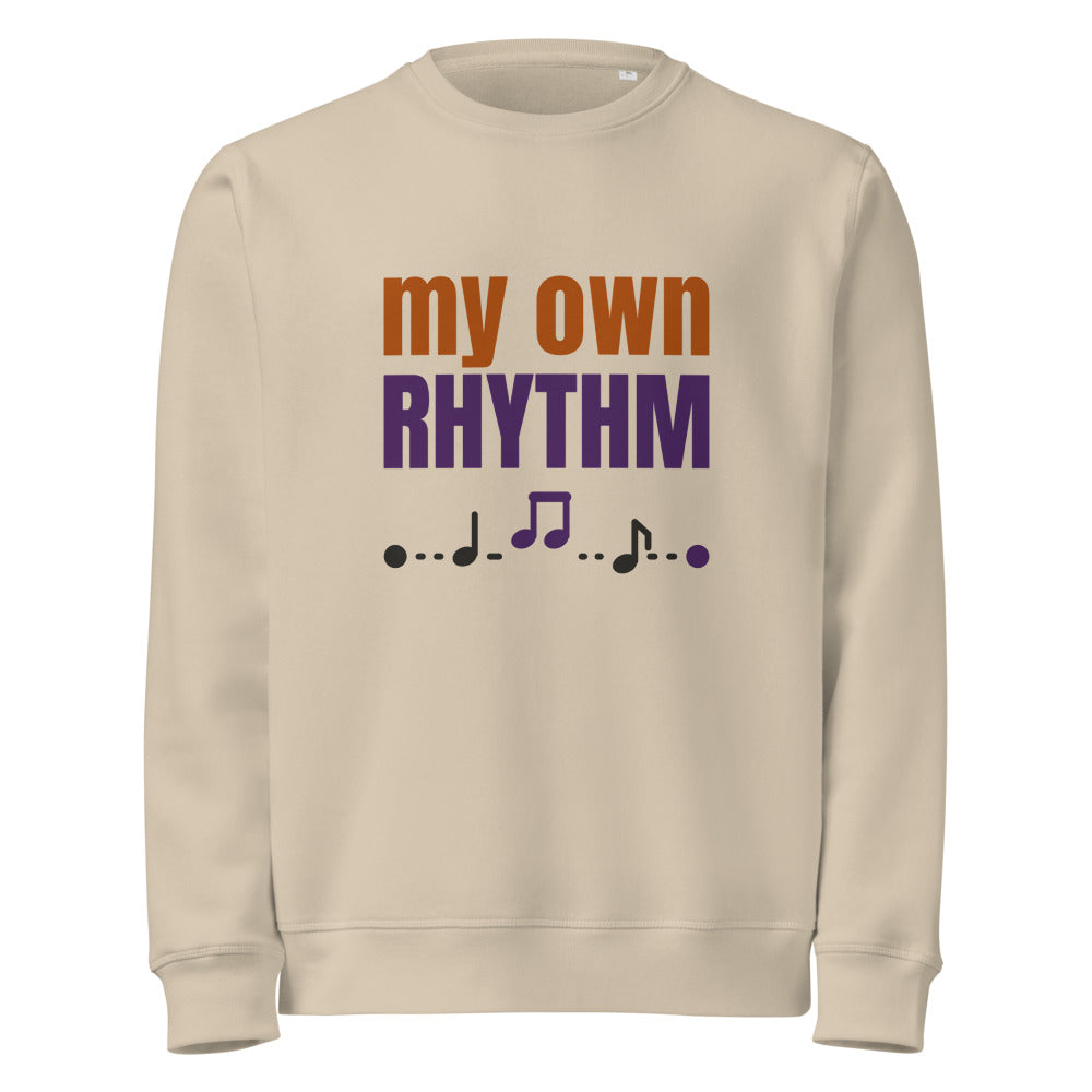 My Own Rhythm organic sweatshirt in Desert Dust, front