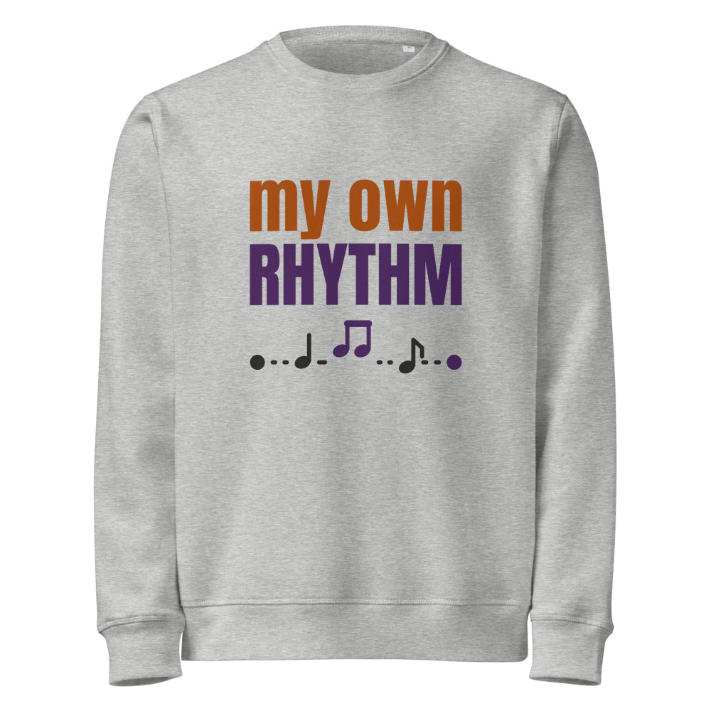 My Own Rhythm organic sweatshirt in Heather Grey, front