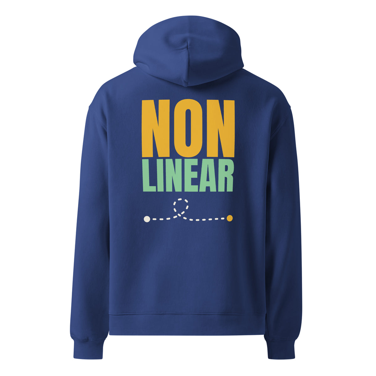 Non Linear oversized hoodie in Cobalt, back view
