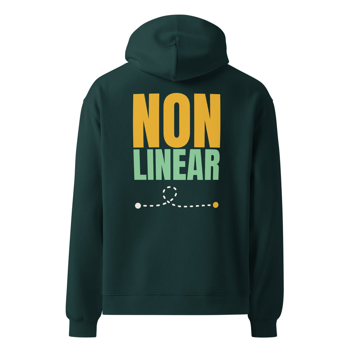 Non Linear oversized hoodie in Pine Green, back view