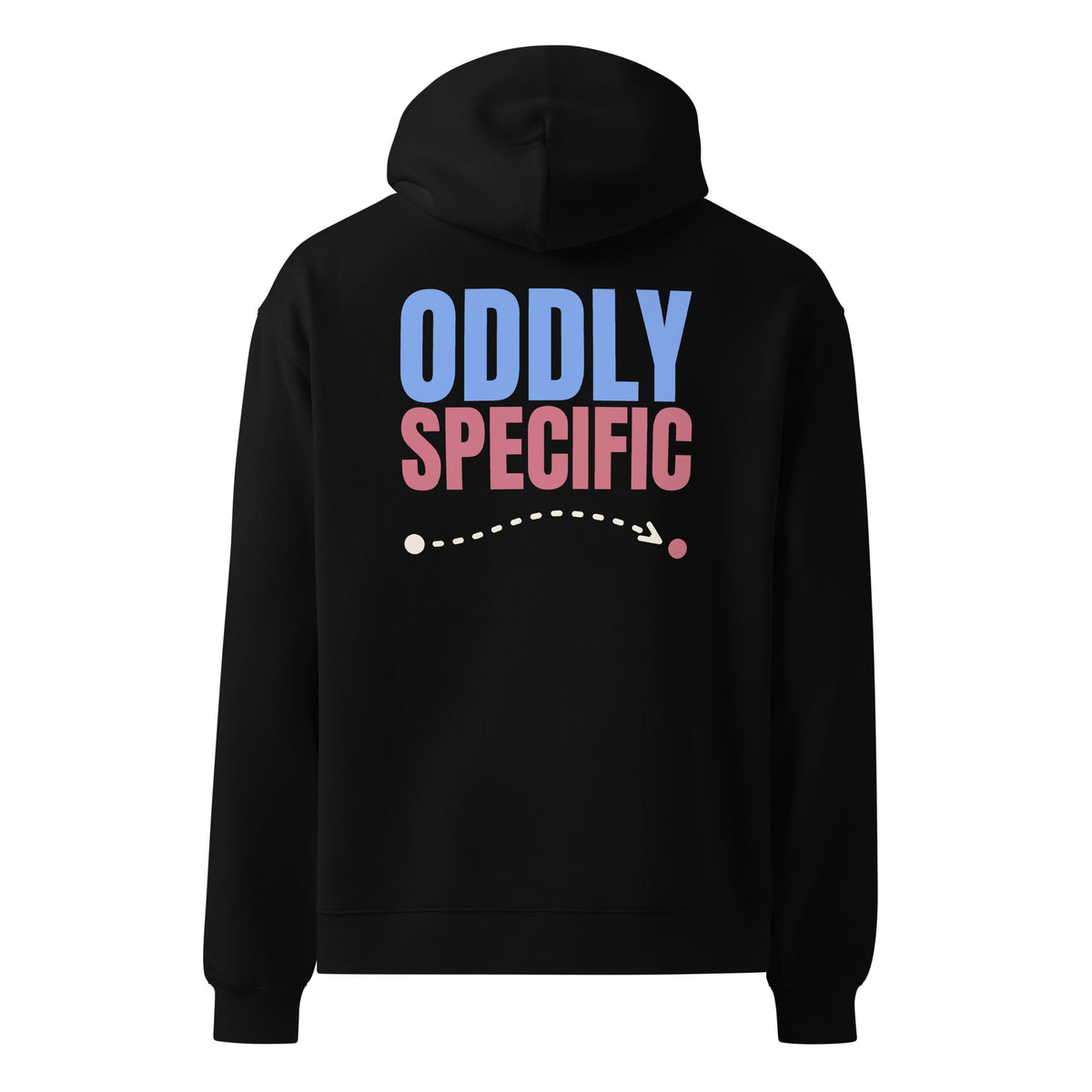 Oddly Specific oversized hoodie in Black, back view