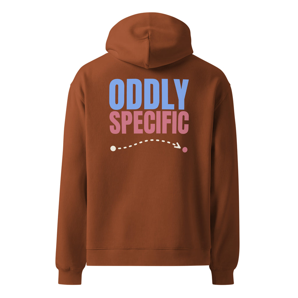 Oddly Specific oversized hoodie in Clay, back view