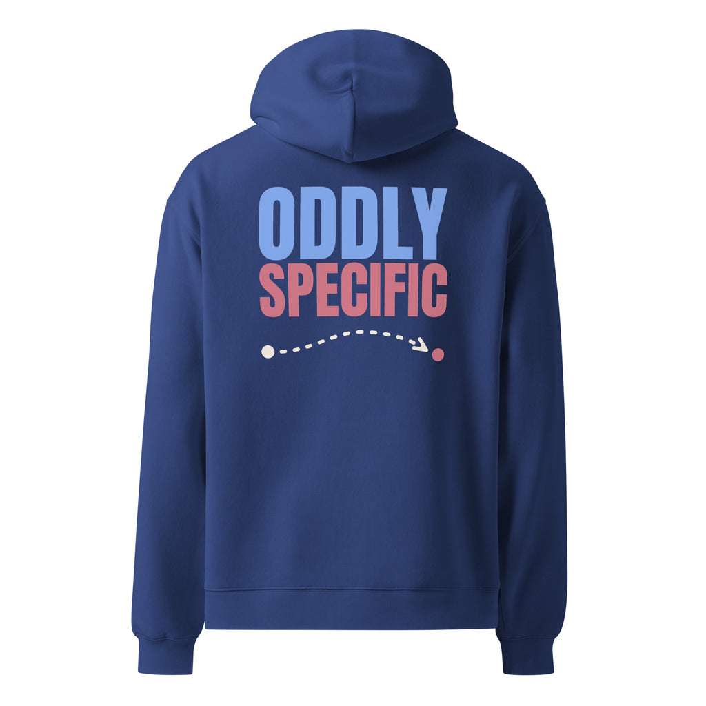 Oddly Specific oversized hoodie in Cobalt, back view