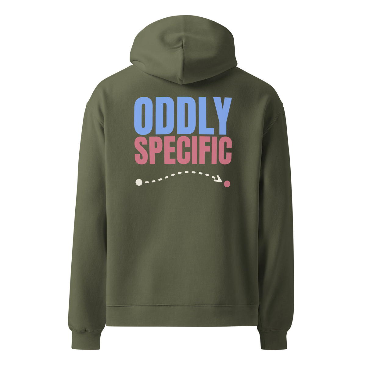 Oddly Specific oversized hoodie in Cypress, back view