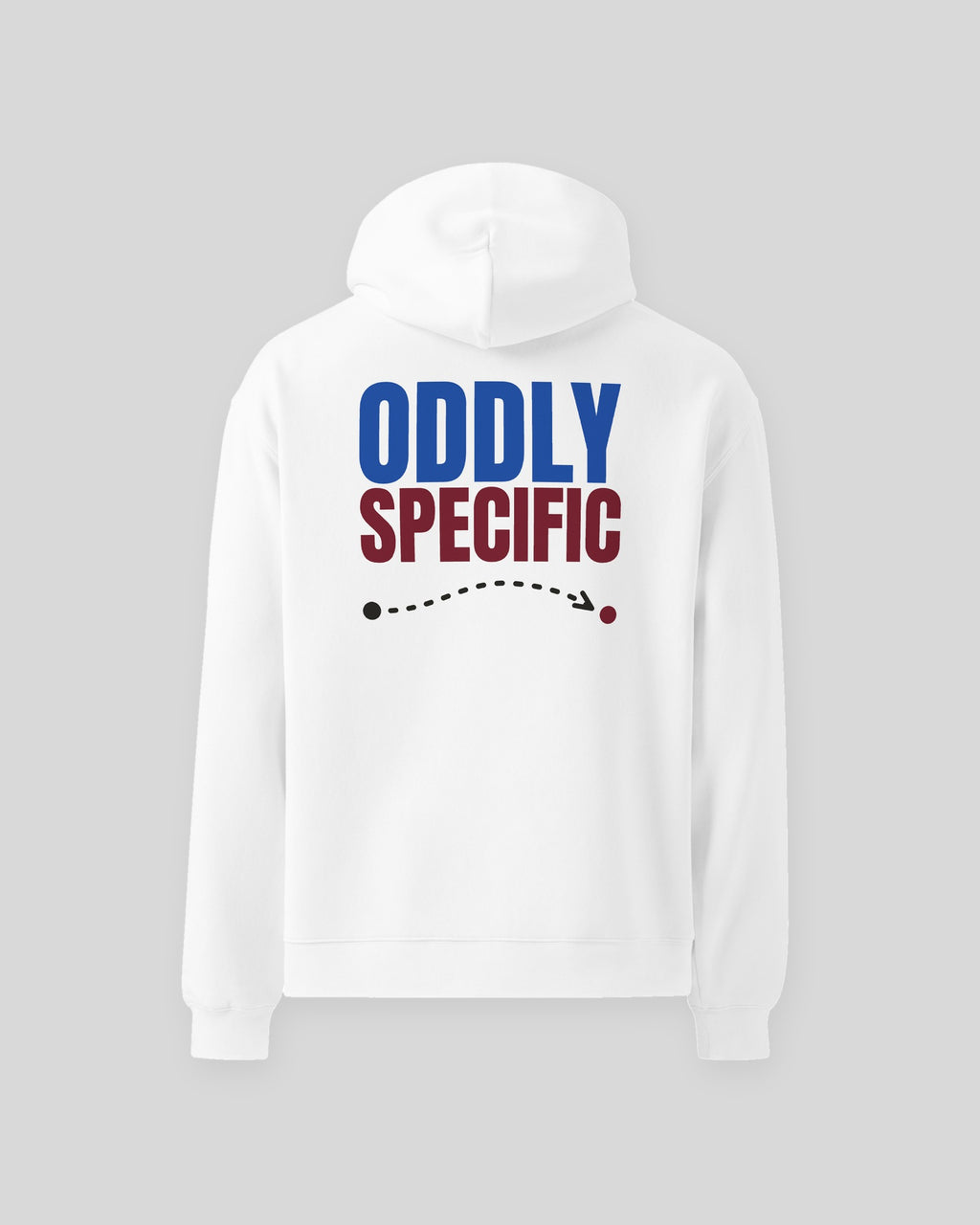 Oddly Specific oversized hoodie in White, back print, laid flat