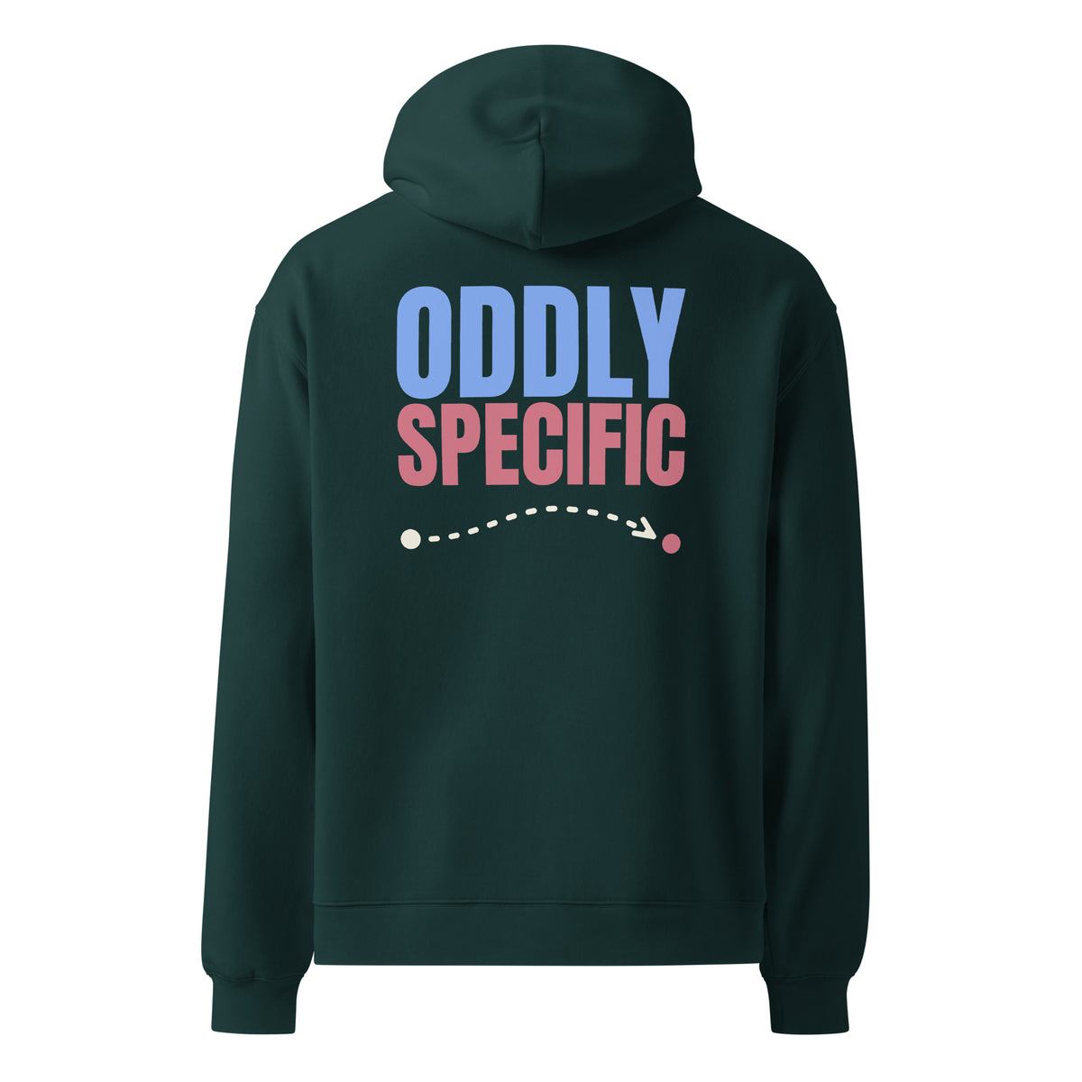 Oddly Specific oversized hoodie in Pine Green, back view