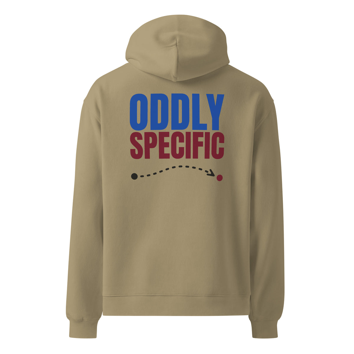 Oddly Specific oversized hoodie in Sand, back view