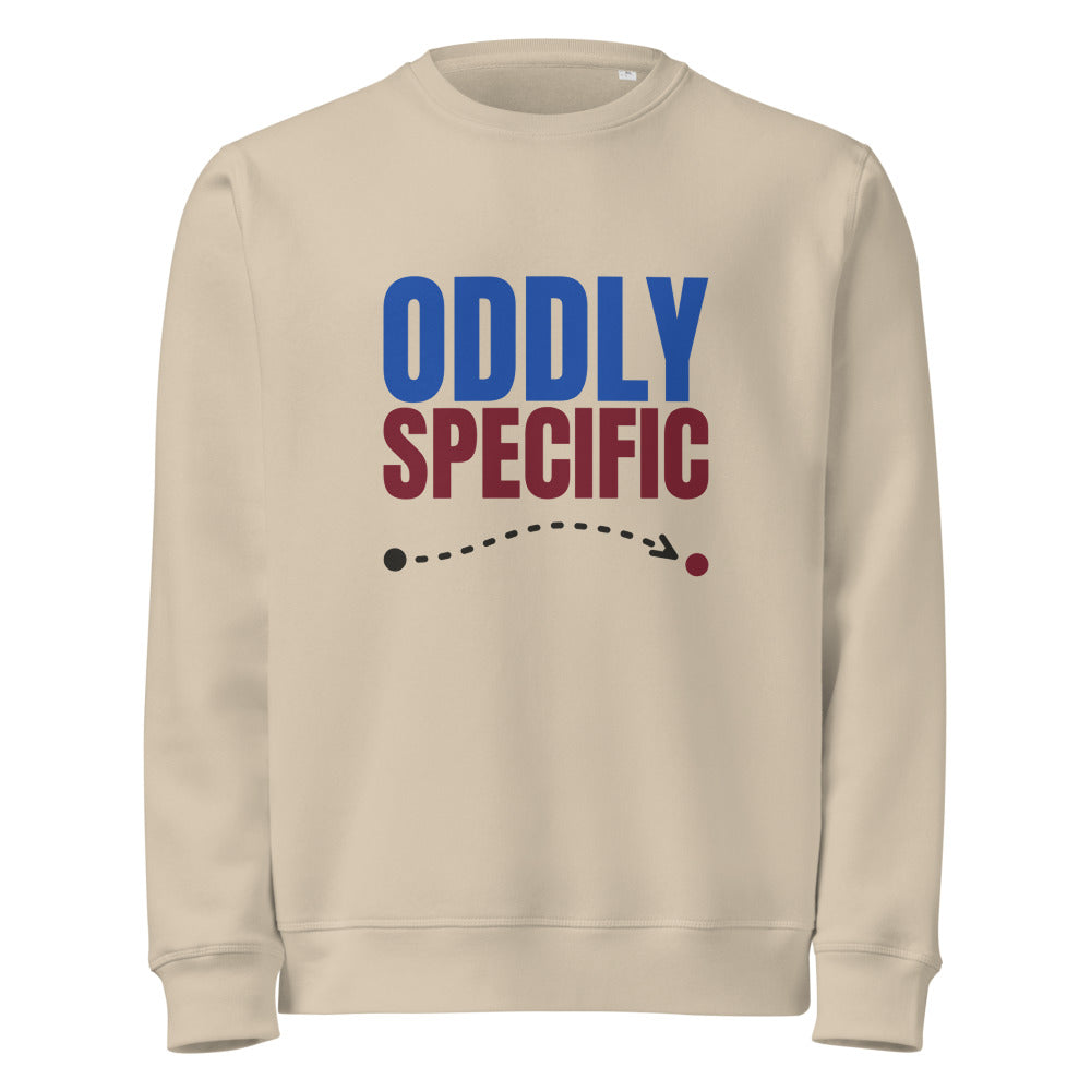 Oddly Specific organic sweatshirt in Desert Dust, front