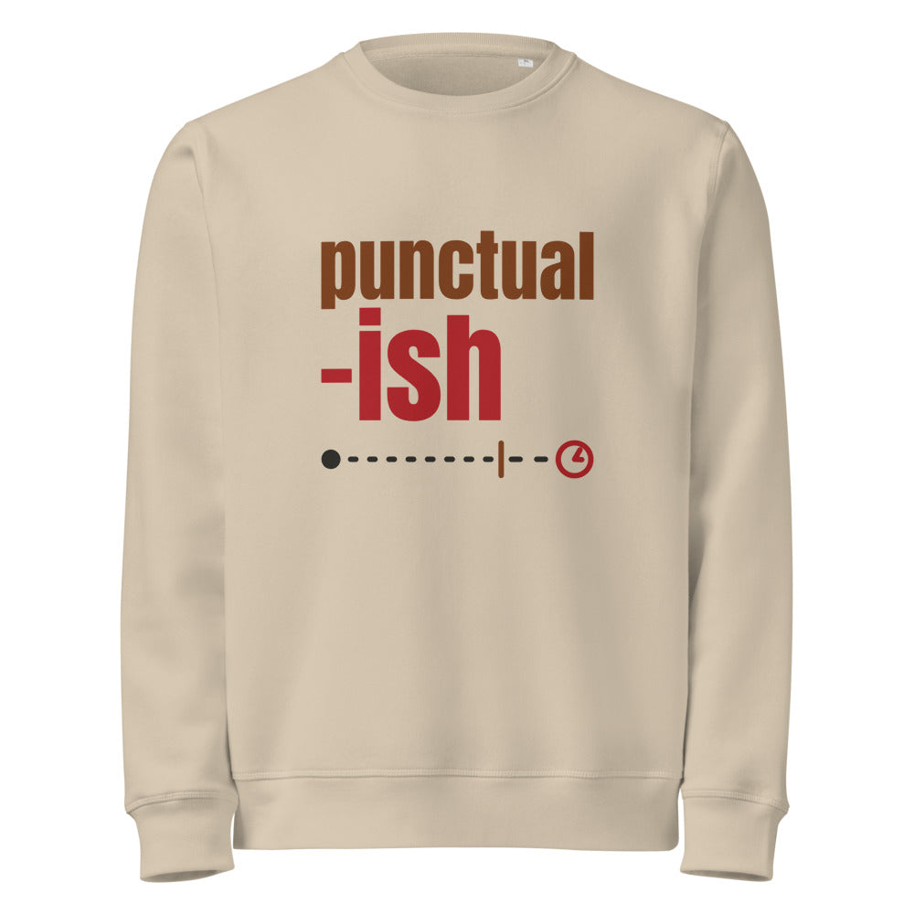Punctual-ish organic sweatshirt in Desert Dust, front