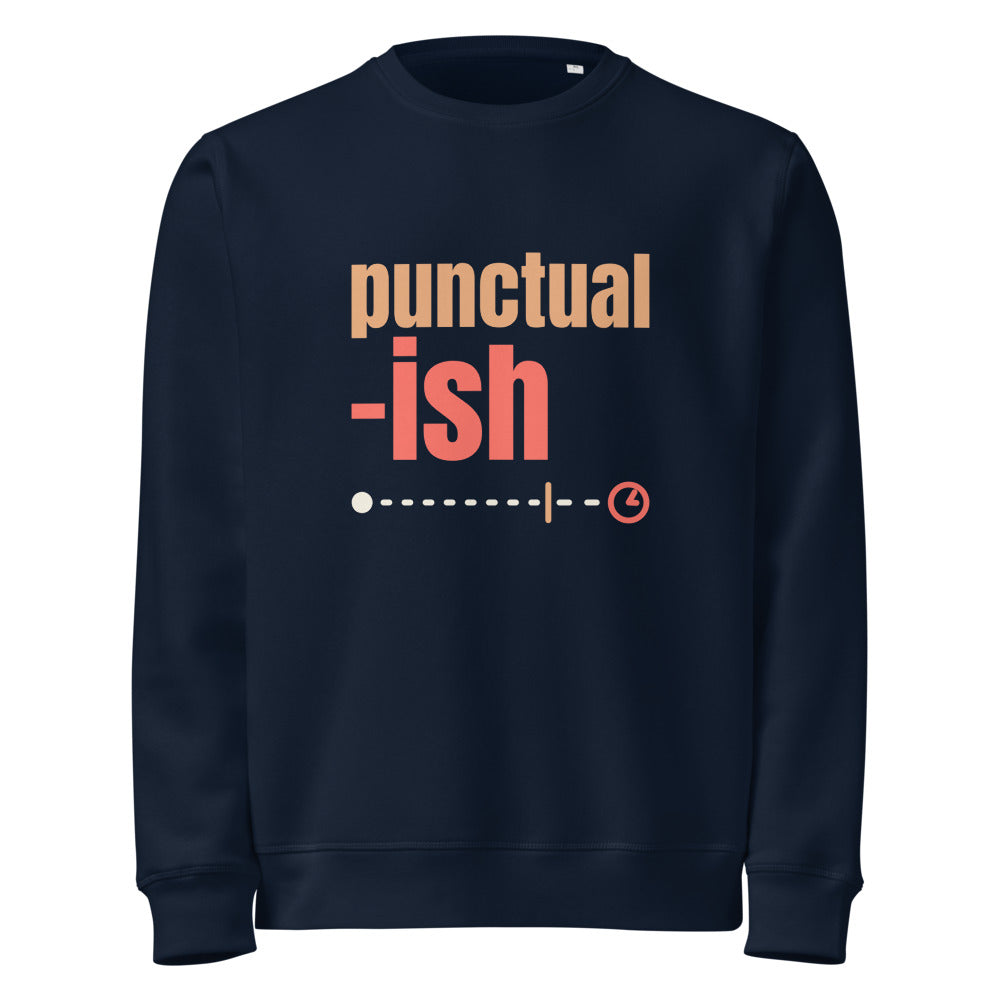 Punctual-ish organic sweatshirt in French Navy, front