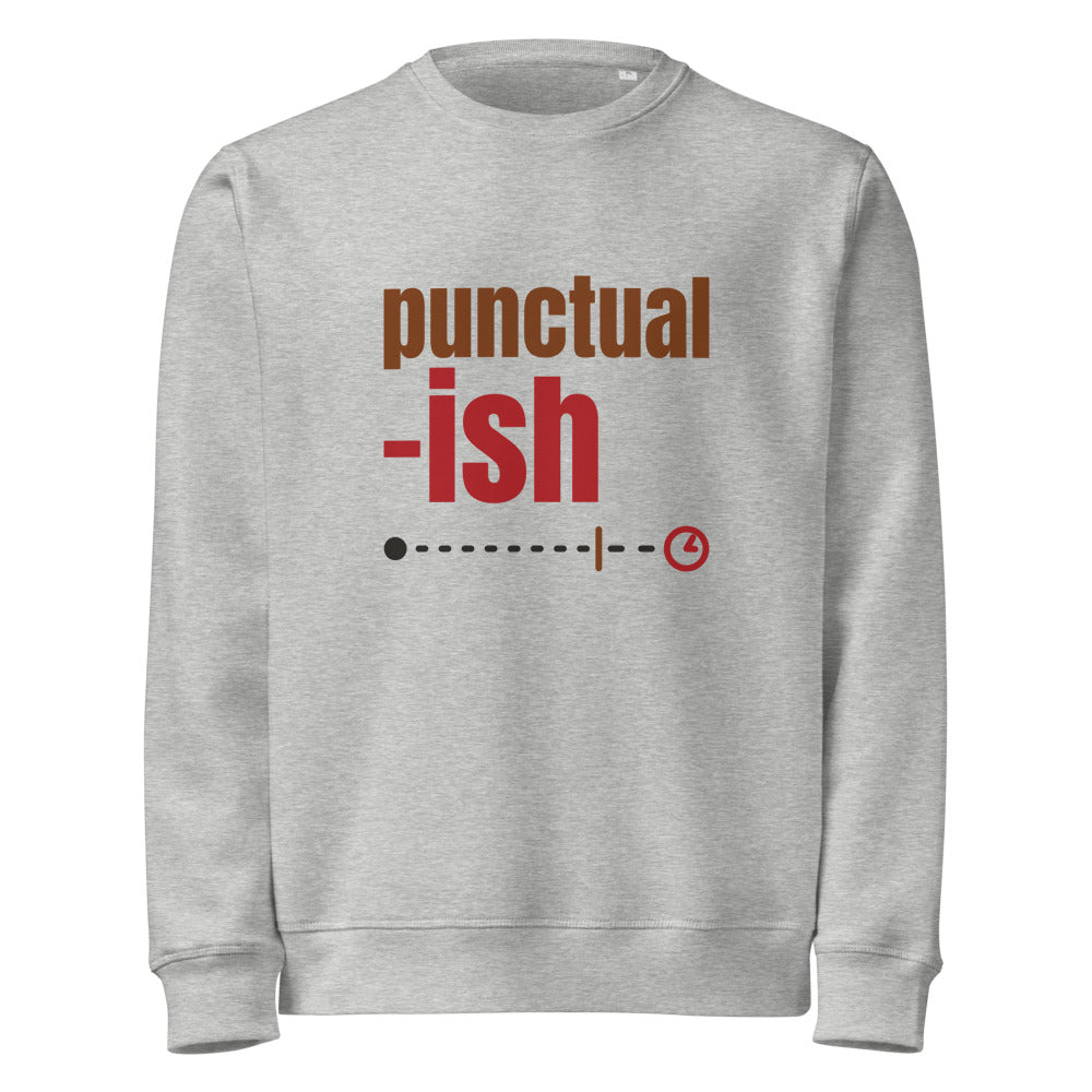 Punctual-ish organic sweatshirt in Heather Grey, front