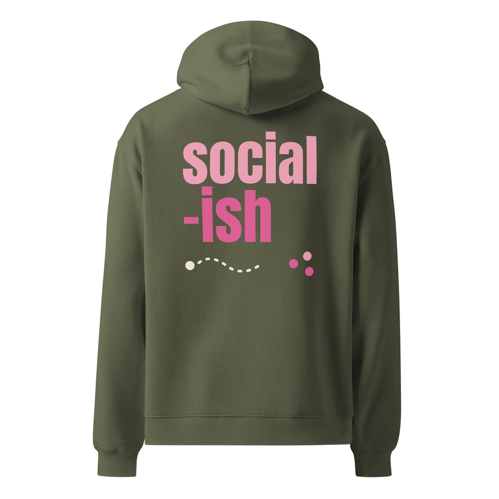 Social-ish oversized hoodie in Cypress, back view