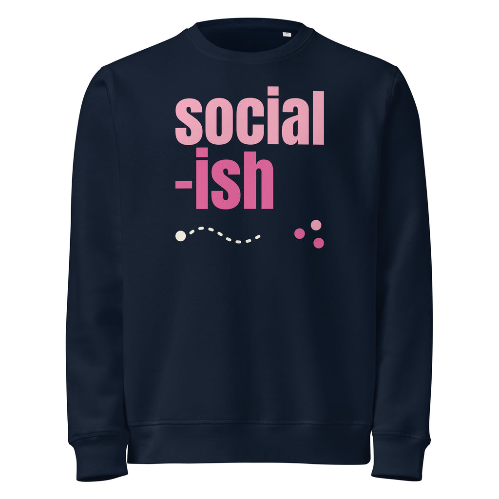 Social-ish organic sweatshirt in French Navy, front