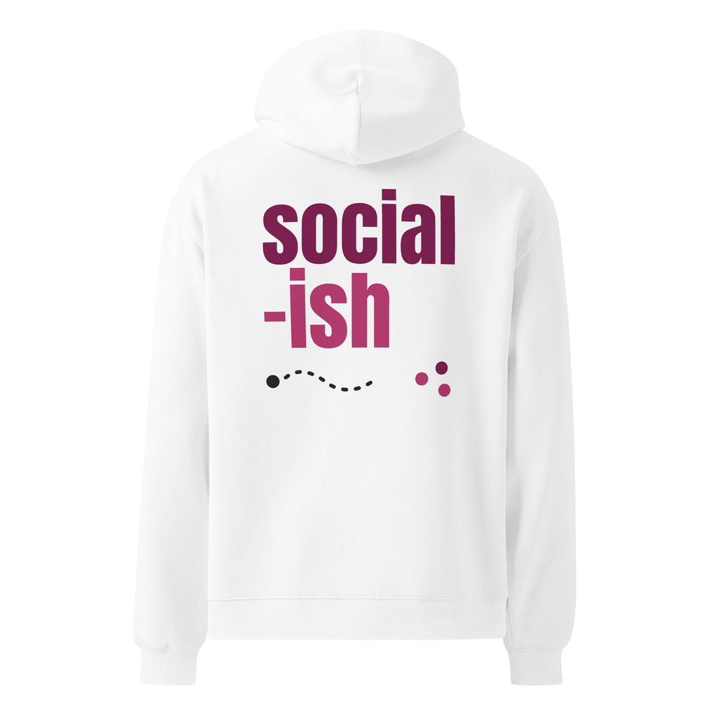Social-ish oversized hoodie in White, back view