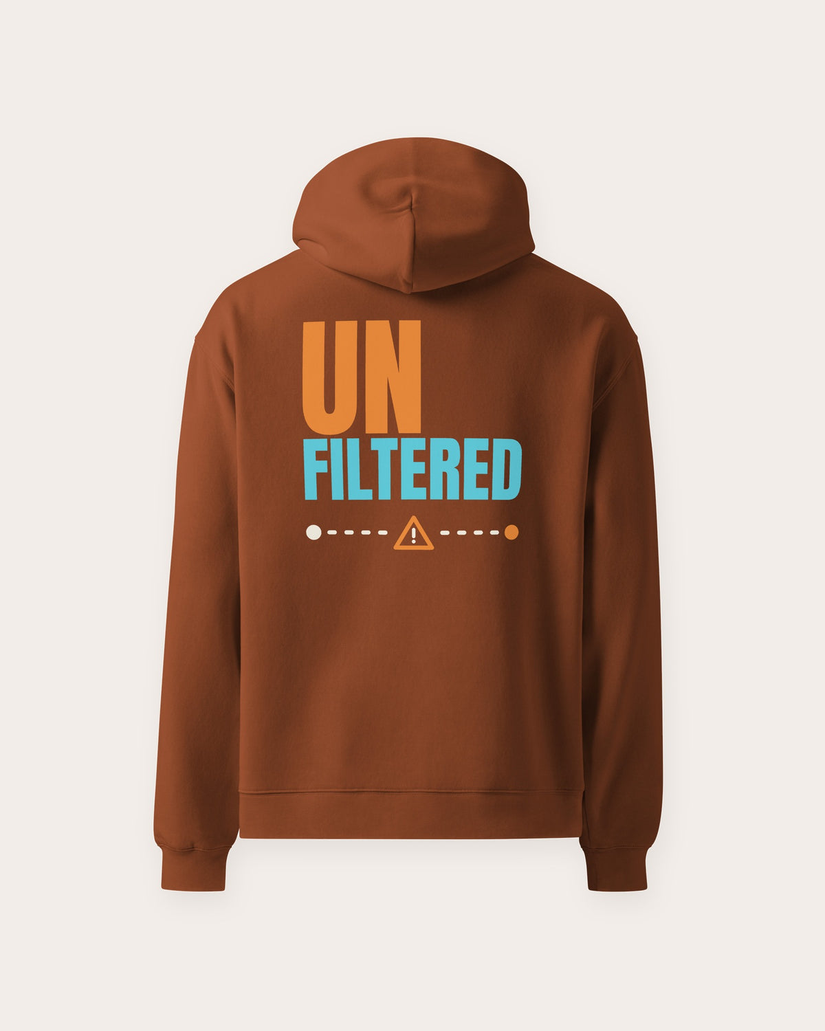 Unfiltered oversized hoodie in Clay, back print, laid flat