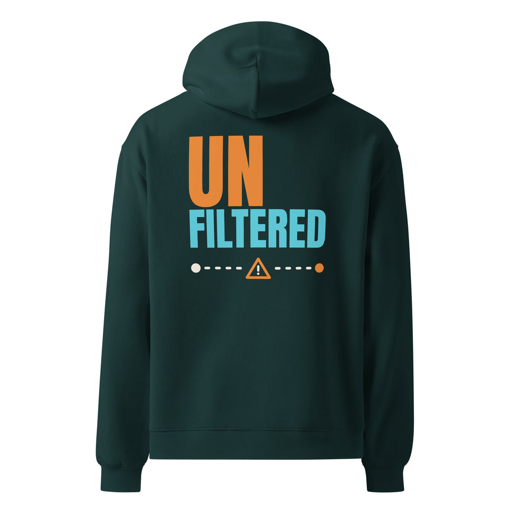 Unfiltered oversized hoodie in Pine Green, back view