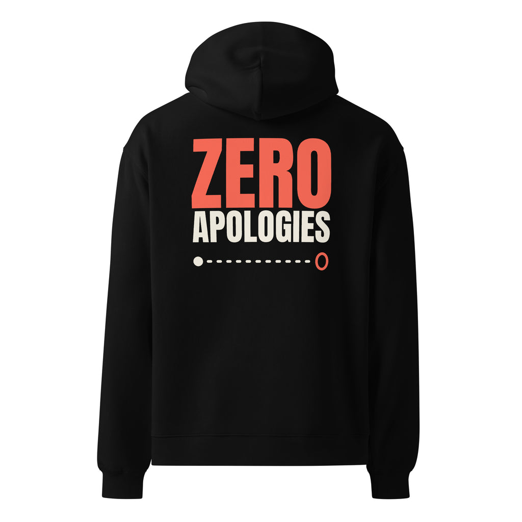 Zero Apologies oversized hoodie in Black, back view