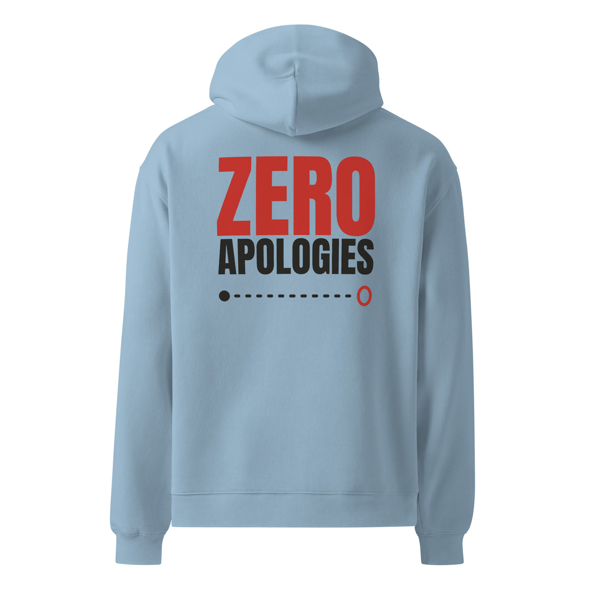 Zero Apologies oversized hoodie in Carolina Blue, back view