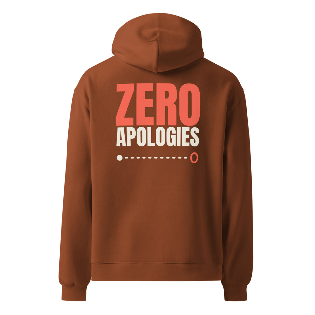 Zero Apologies oversized hoodie in Clay, back view