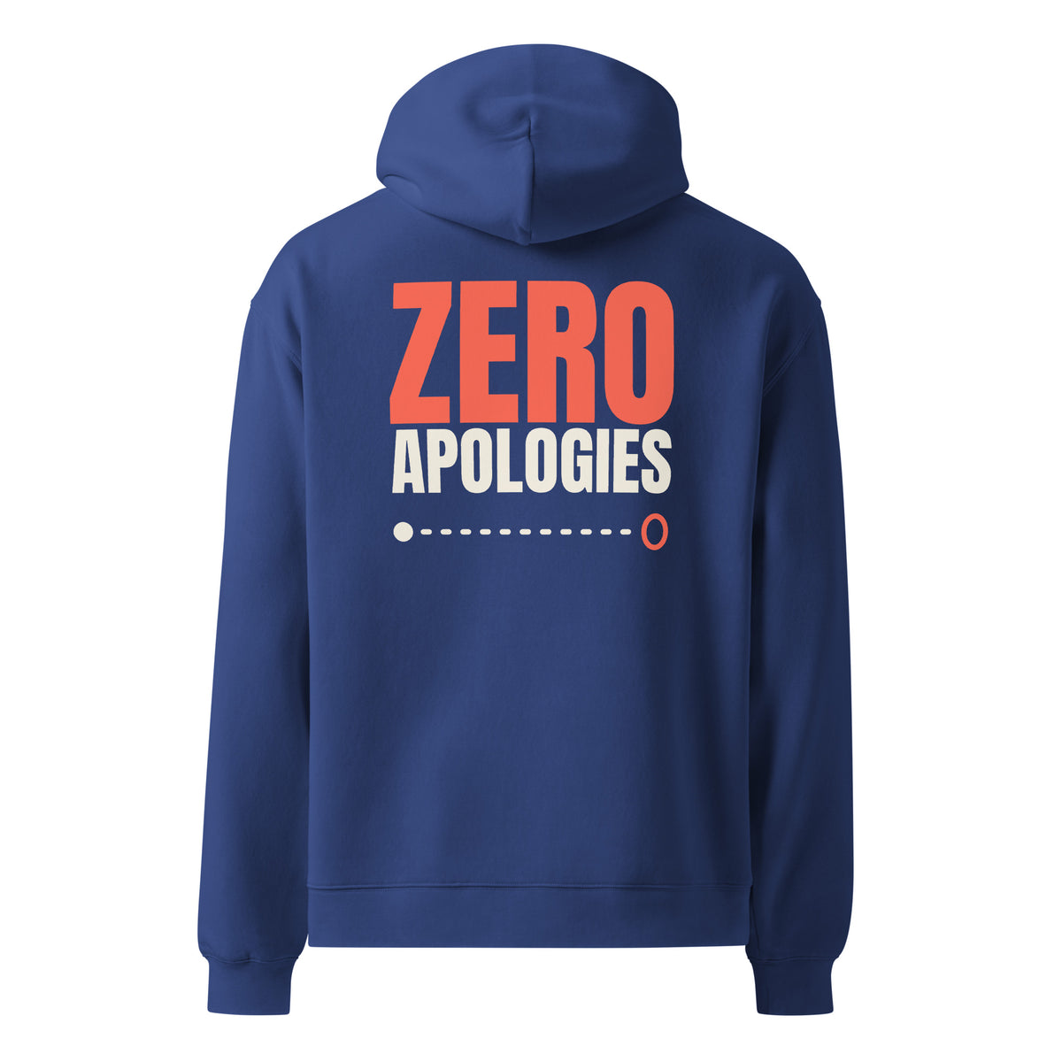 Zero Apologies oversized hoodie in Cobalt, back view