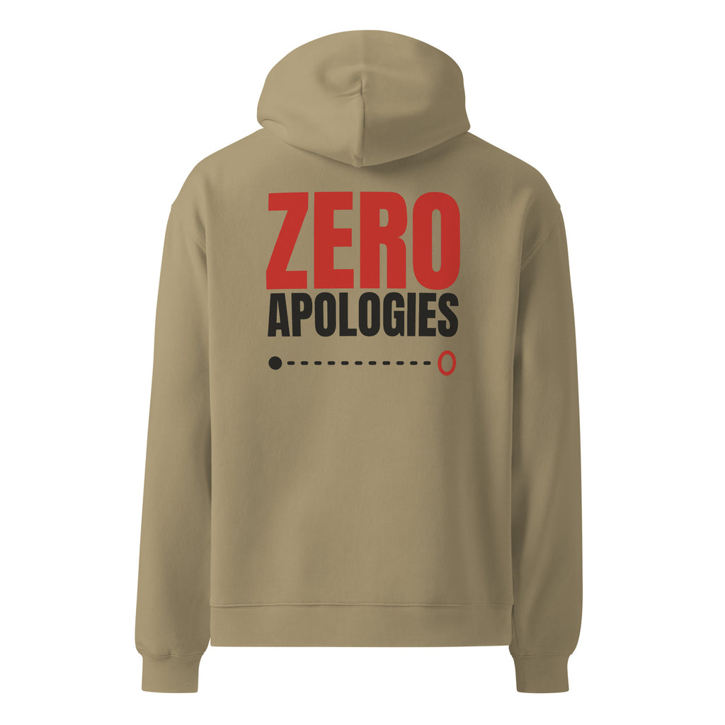 Zero Apologies oversized hoodie in Sand, back view