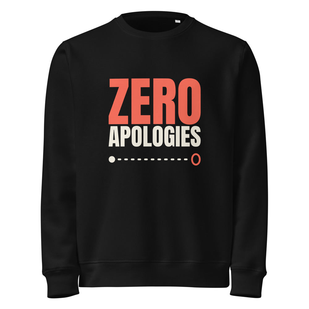 Zero Apologies organic sweatshirt in Black, front