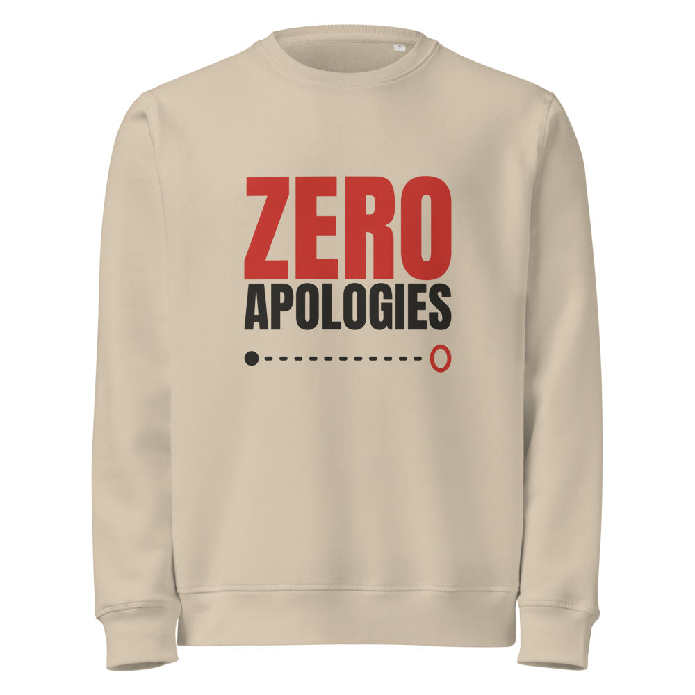 Zero Apologies organic sweatshirt in Desert Dust, front