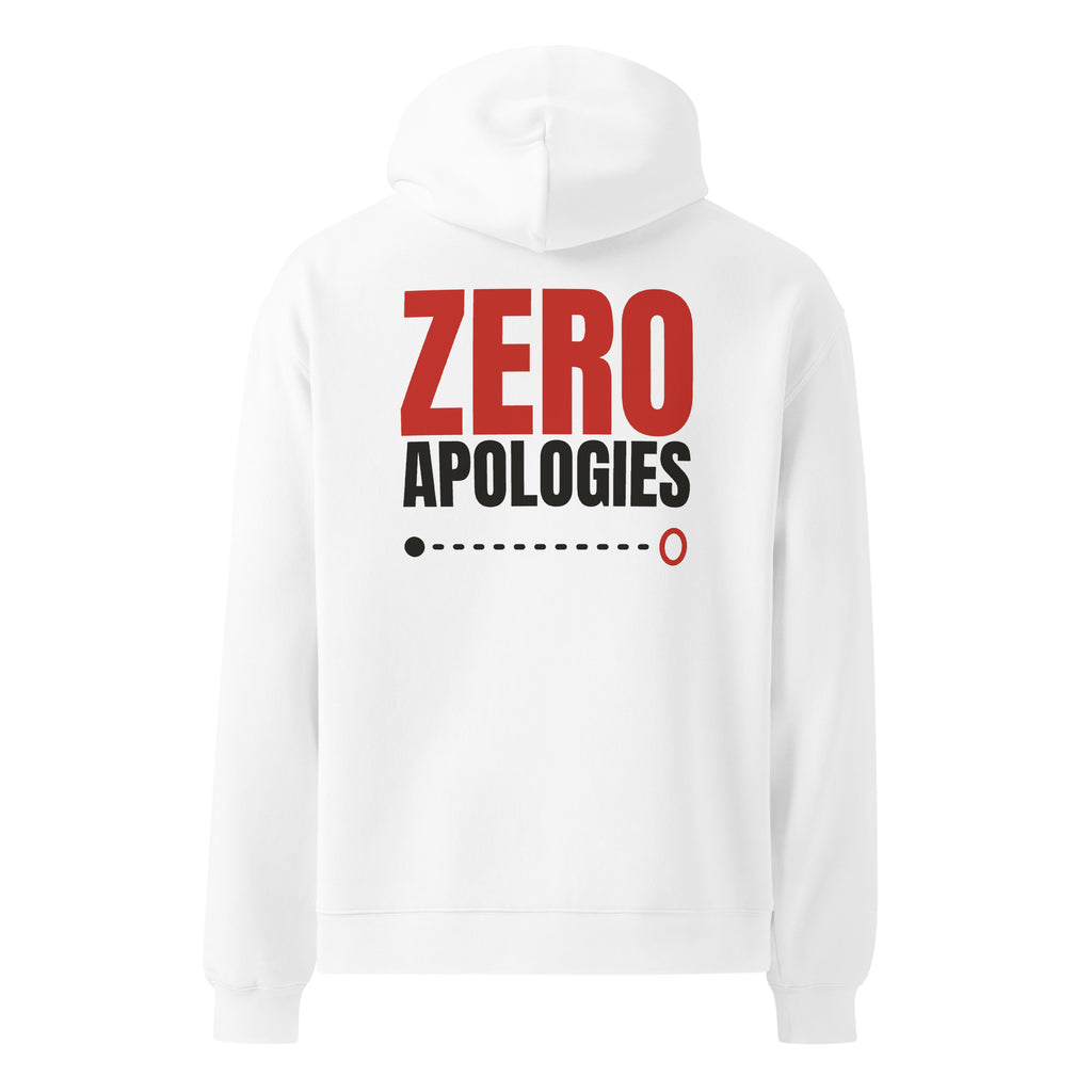 Zero Apologies oversized hoodie in White, back view