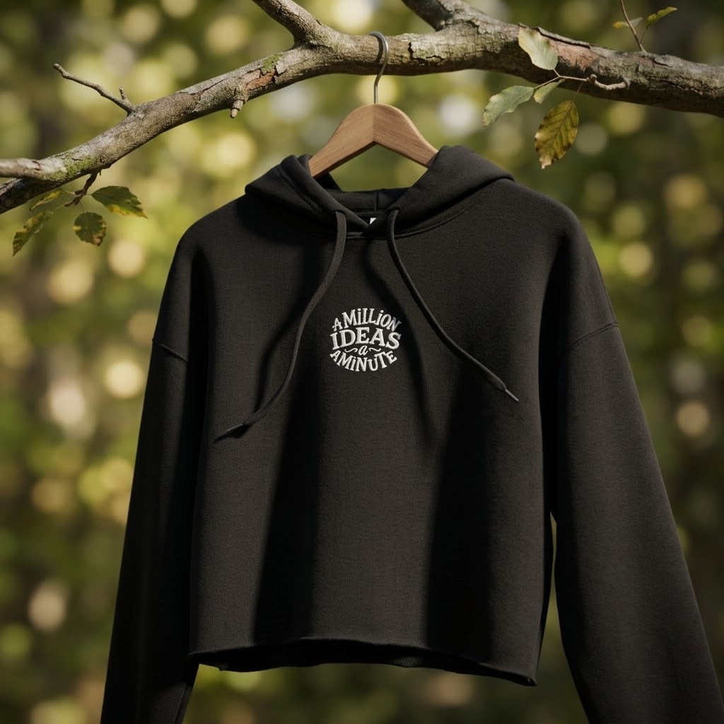 A Million Ideas A Minute | Embroidered Crop Hoodie | Sass & Spoons